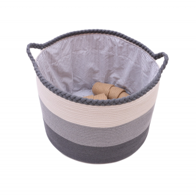 Manufacturers  customized wholesale oversized braid rice white  gray lining  cotton rope woven storage basket