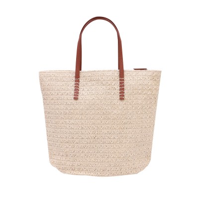 Factory customized Free design wholesale new paper rope woven zipper storage bag beautiful ladies beach handbag