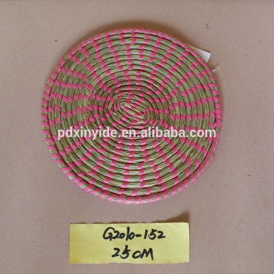 Straw woven round straw placemats natural grass made table mat